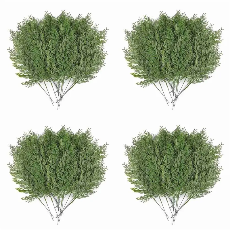 

ABFU-160 шт. искусственные кедровые пружины из искусственного кедра, распылительные ветки, кедровые стебли кипариса, выбор сосны, пластиковая зелень, Рождество, сделай сам