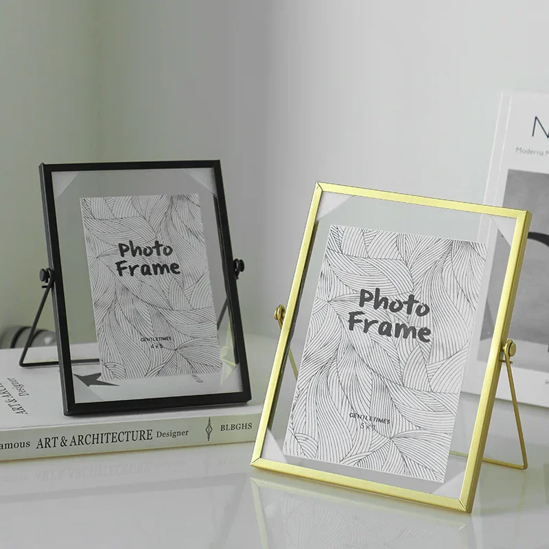 Metal Photo Frame Gold Black Color 4inch 6inch 7inch Glass Painting Frame