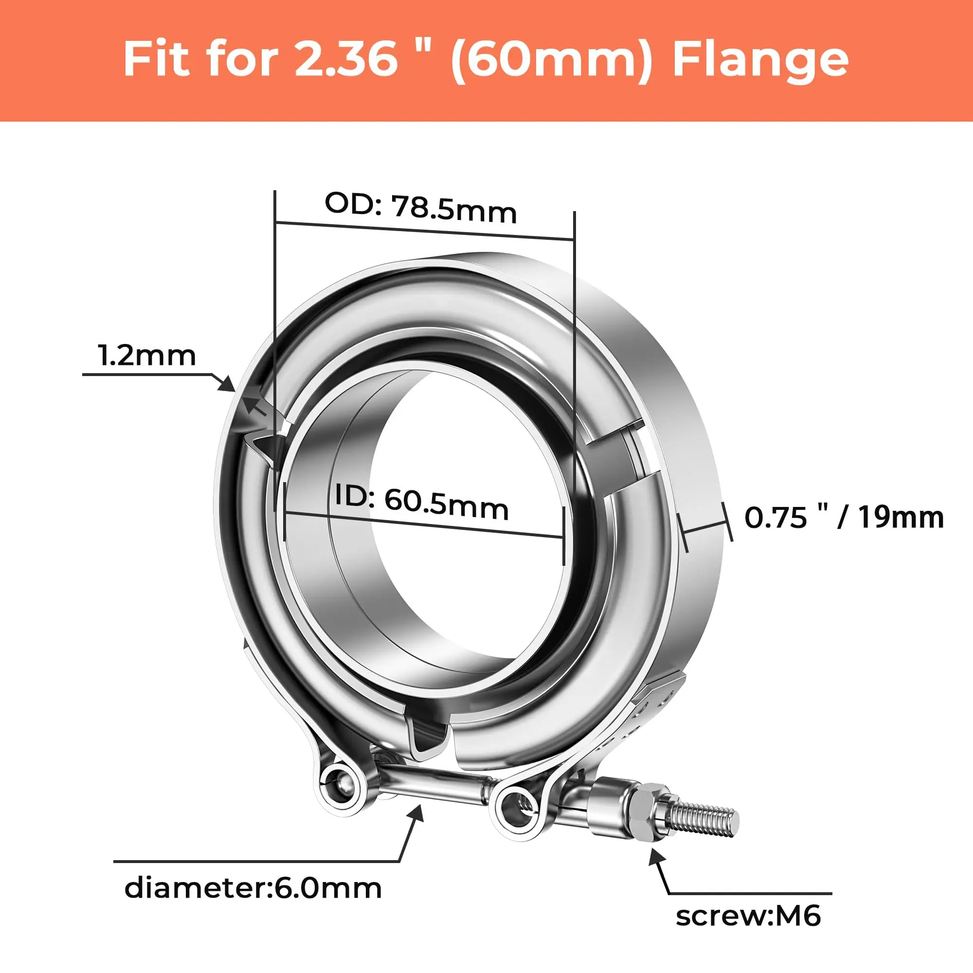 V-Band Clamp with Male Female Flange Kit 1.5-5Inch Turbo Downpipe Intercooler Turbo Exhaust Pipe Clamp Motorcycle Car Accessorie