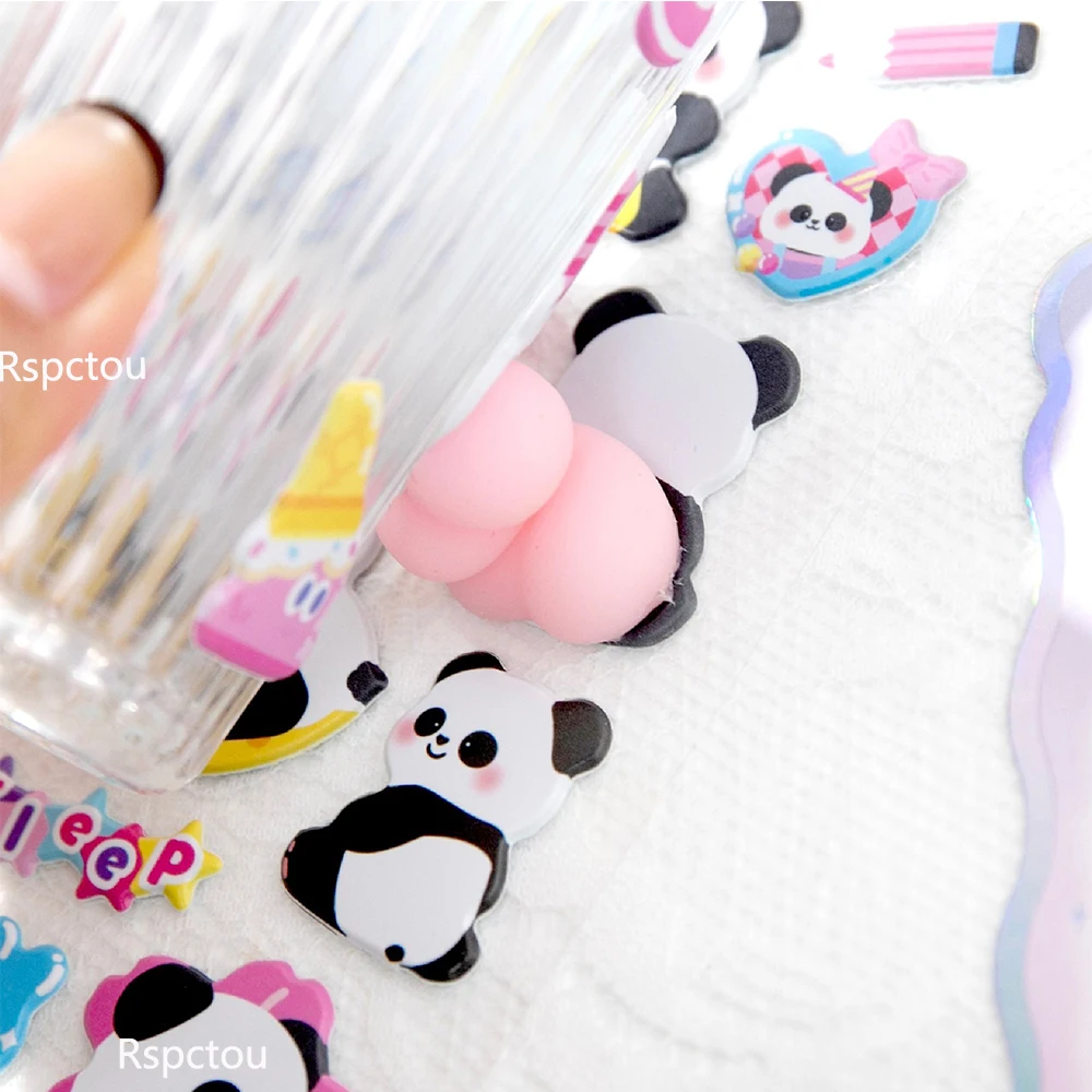 6pcs Kawaii Animal Happy Buttocks Stickers Aesthetic Kawaii Rabbit Rabbit Panda Bear Soft Pinched Decompression Sticker Gift