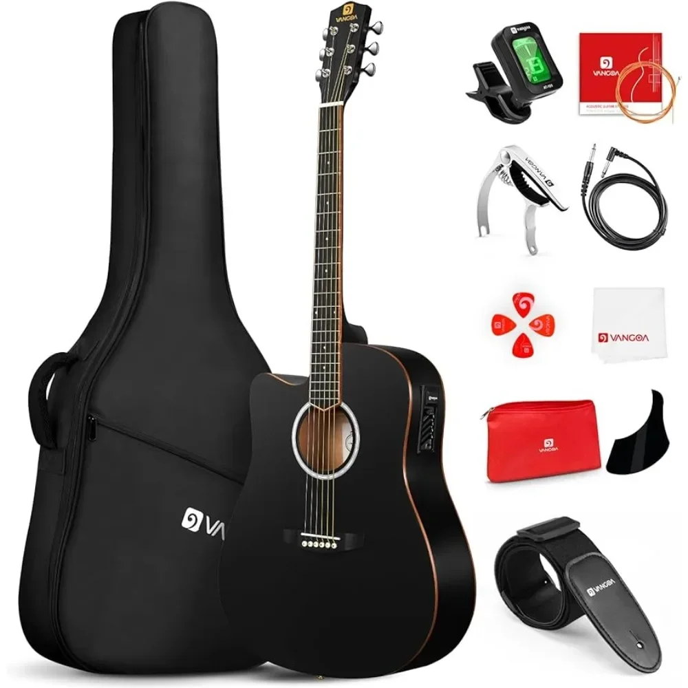 

41 Inch Full Size Lefty Acoustic Guitar Cutaway Guitarra Bundle with 4-Band and Gig Bag for Adults Beginners Teens Freight free