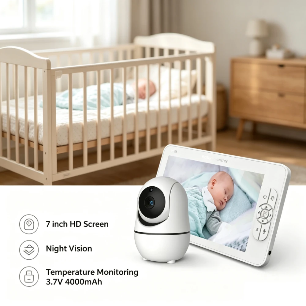 SM70 Baby Monitor HD 720P 7'' - đánh giá và giá Baby Products Video