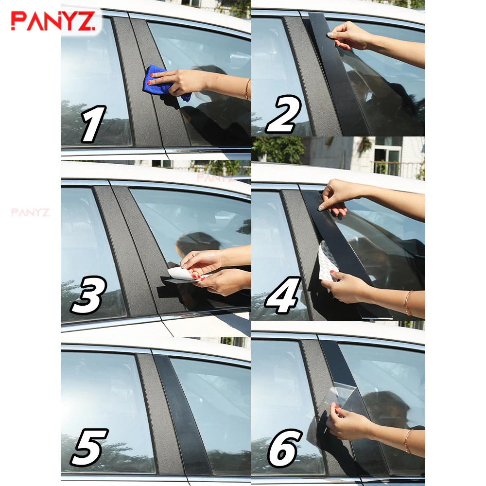 6PCS Fit For Honda Civic Sedan 2006 2007 2008 2009 2010 2011 Mirror Effect Window Pillar Posts Cover Trim Car Accessories