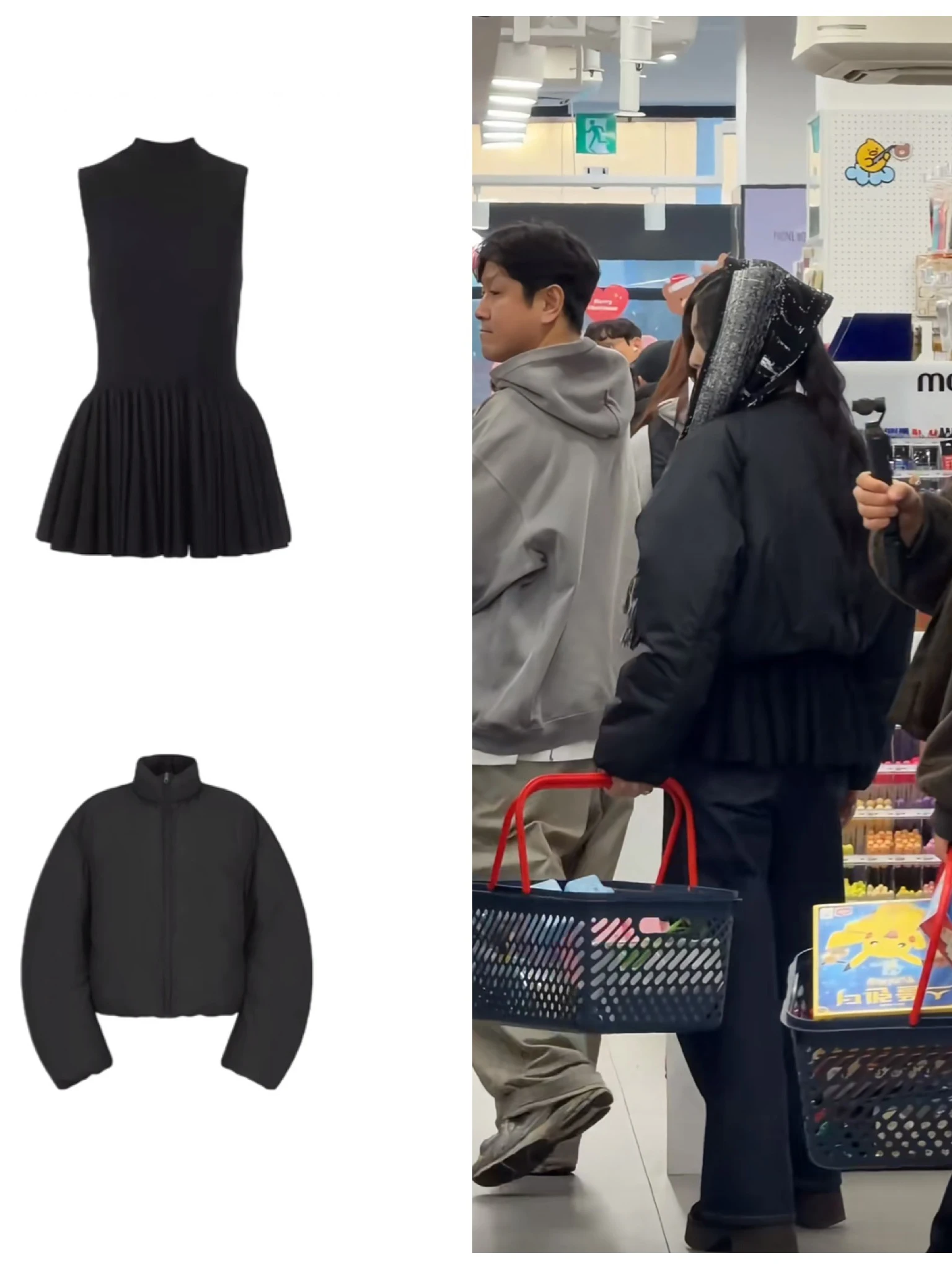 

Jennie Korean Style Black High Collar Knitted Short Dress Women's Warm down Jacket White Duck Feather Winter Fashion Dress