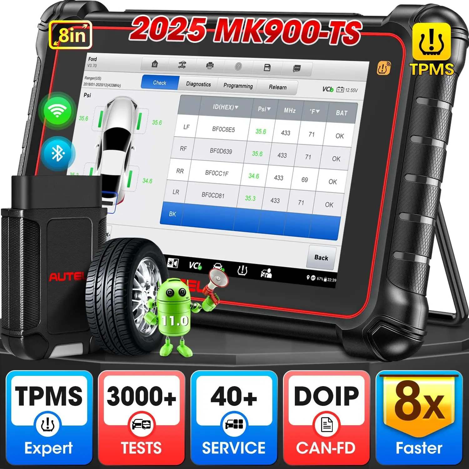 

Autel MaxiCOM MK900TS Diagnostic Scanner MK900-TS Up of MK900BT MK900 MX900 Bidirectional Scan Tool TPMS Programming Tool
