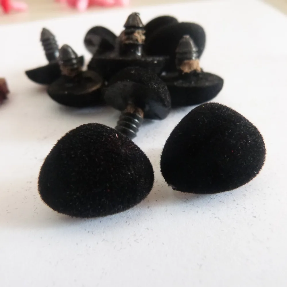 50pcs/lot 12mm to 35mm  pink/red/black/brown flocking  Triangular safety toy nose & soft washer for diy doll findings