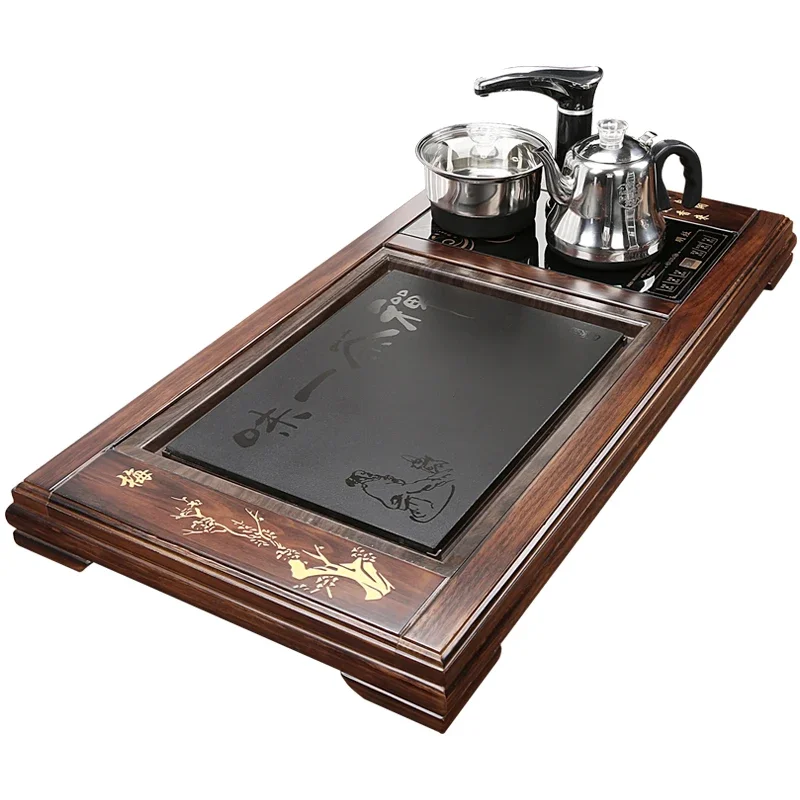 

Automatic tray Solid wood stone table Kettle integrated large tea sea set Drainage tray