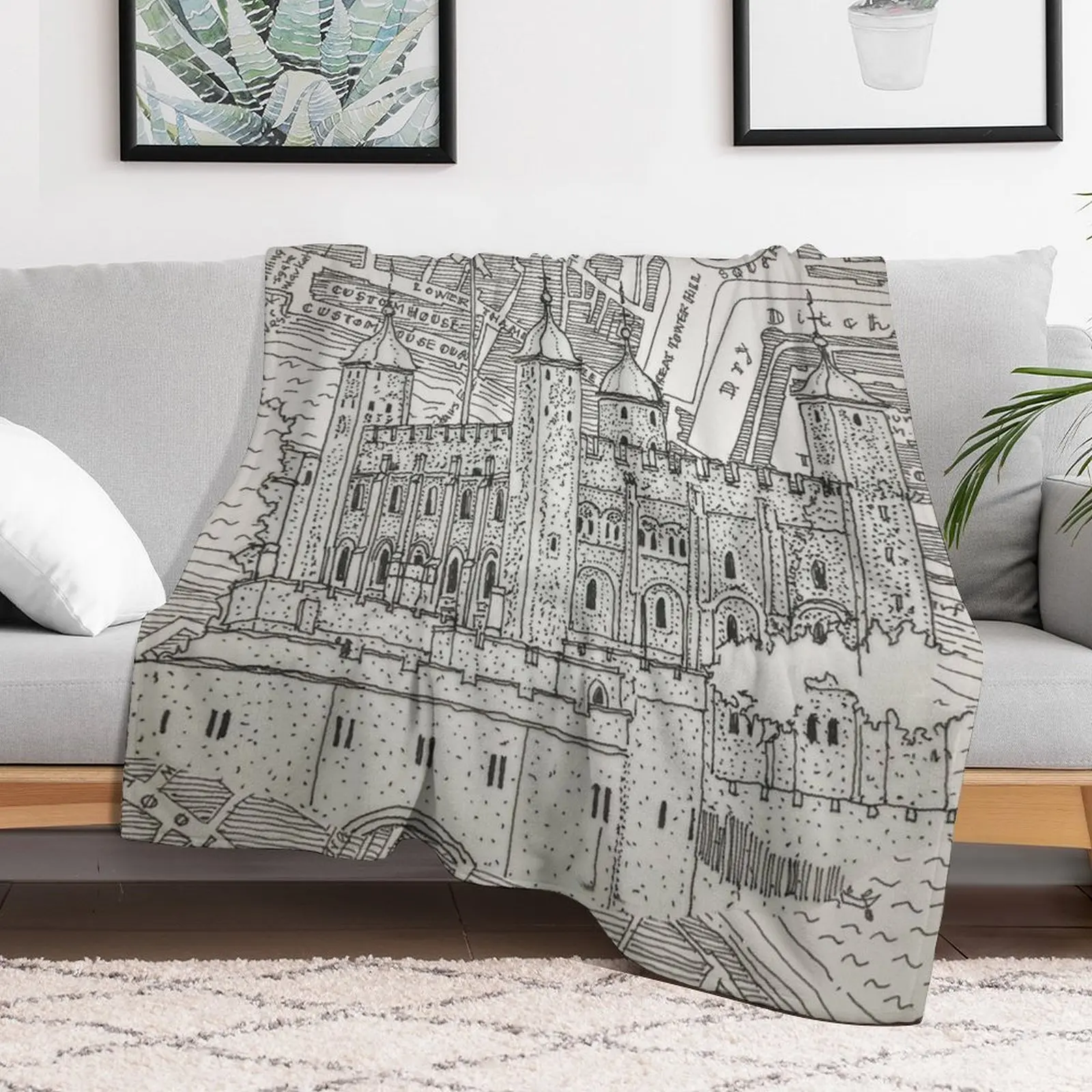

TOWER OF LONDON Throw Blanket Weighted Nap Flannel Fabric Blankets