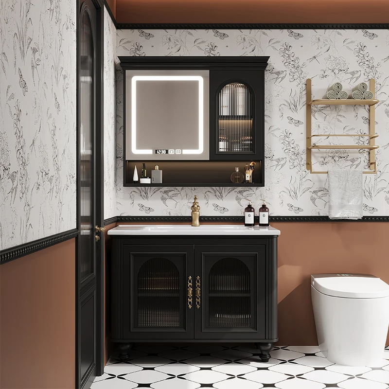 الفرنسية الرجعية خزانة حمام بالوعة فاخرة المطبخ خزانة تخزين المنظم مرآة خزانة الحديثة Archivadores أثاث المنزل #3