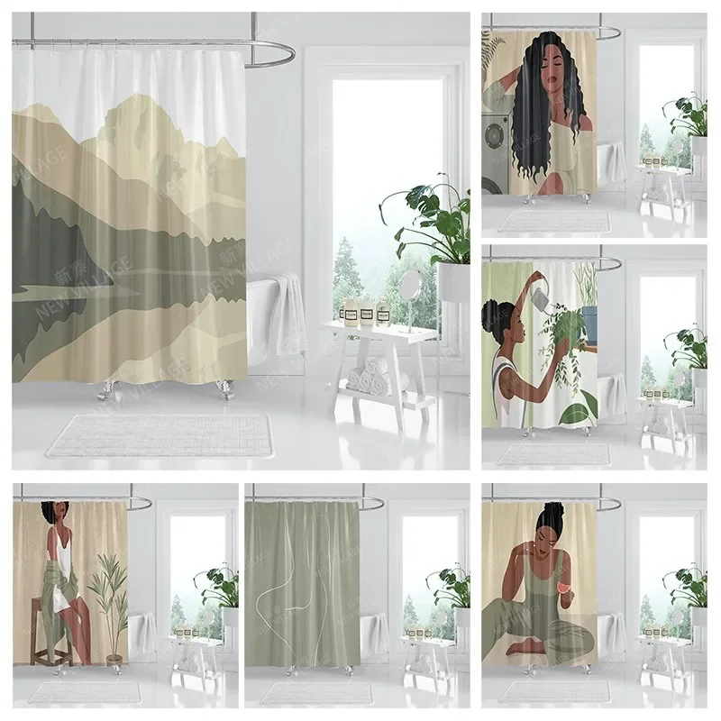 

Waterproof fabric shower curtains Bathroom curtain accessories 180x200 Bath curtain for shower 240*200 nordic boho decoration