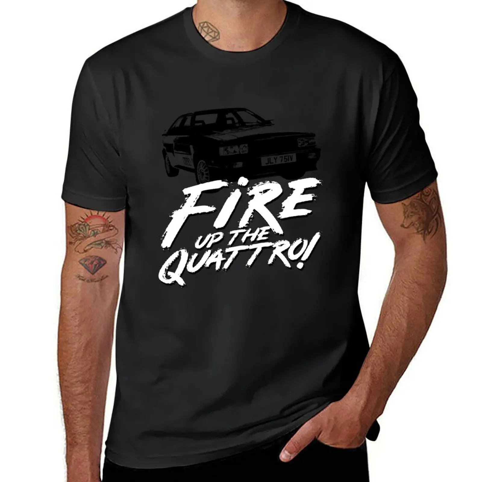 Gene Hunt - Fire up the Quattro T-Shirt Blouse blacks sweat Aesthetic clothing Men's cotton t-shirt