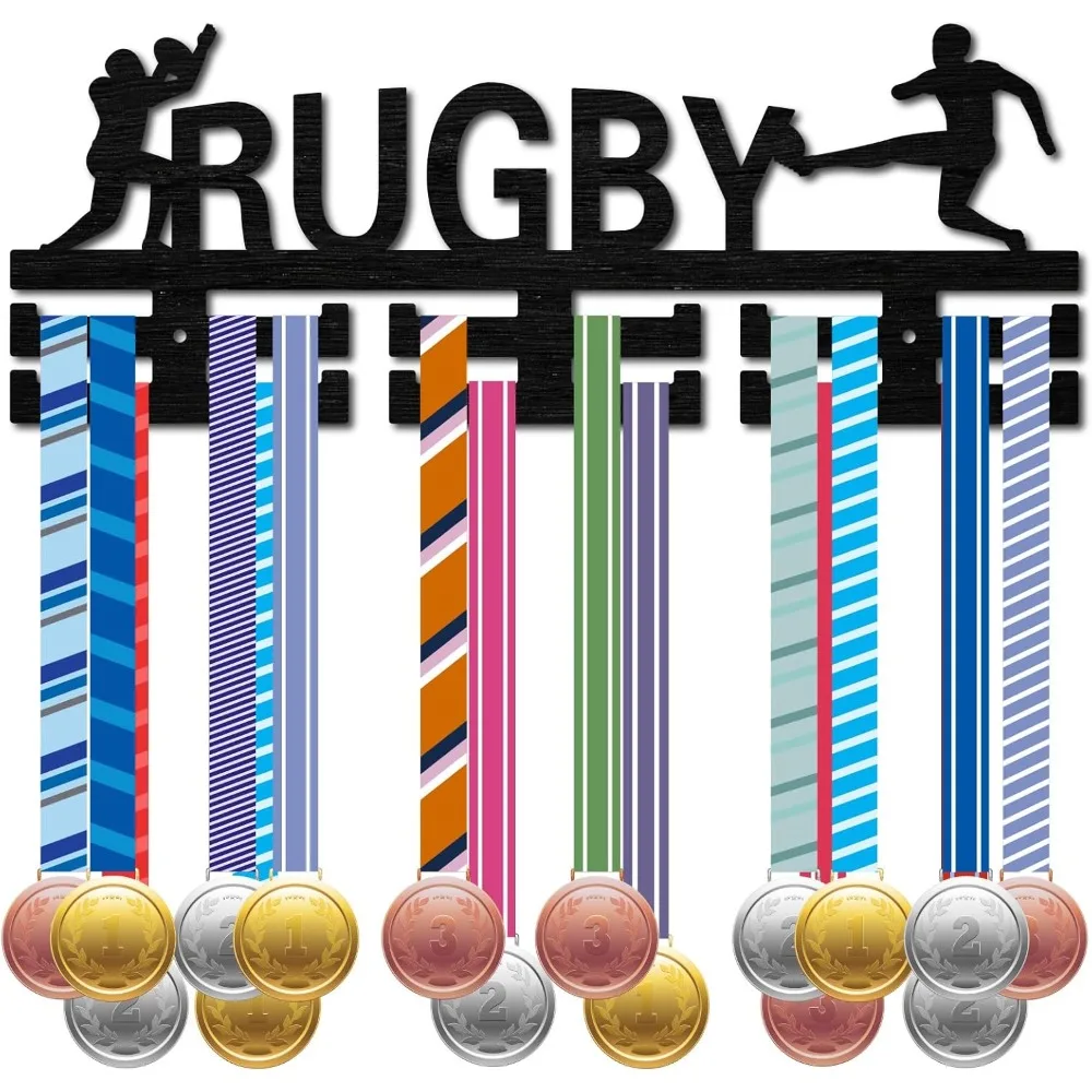 

Rugby Medal Hanger Holder Display Medal Wall Rack Organizer Sports Medal Hanging Wooden Wall Mount Frame Medal Hangers