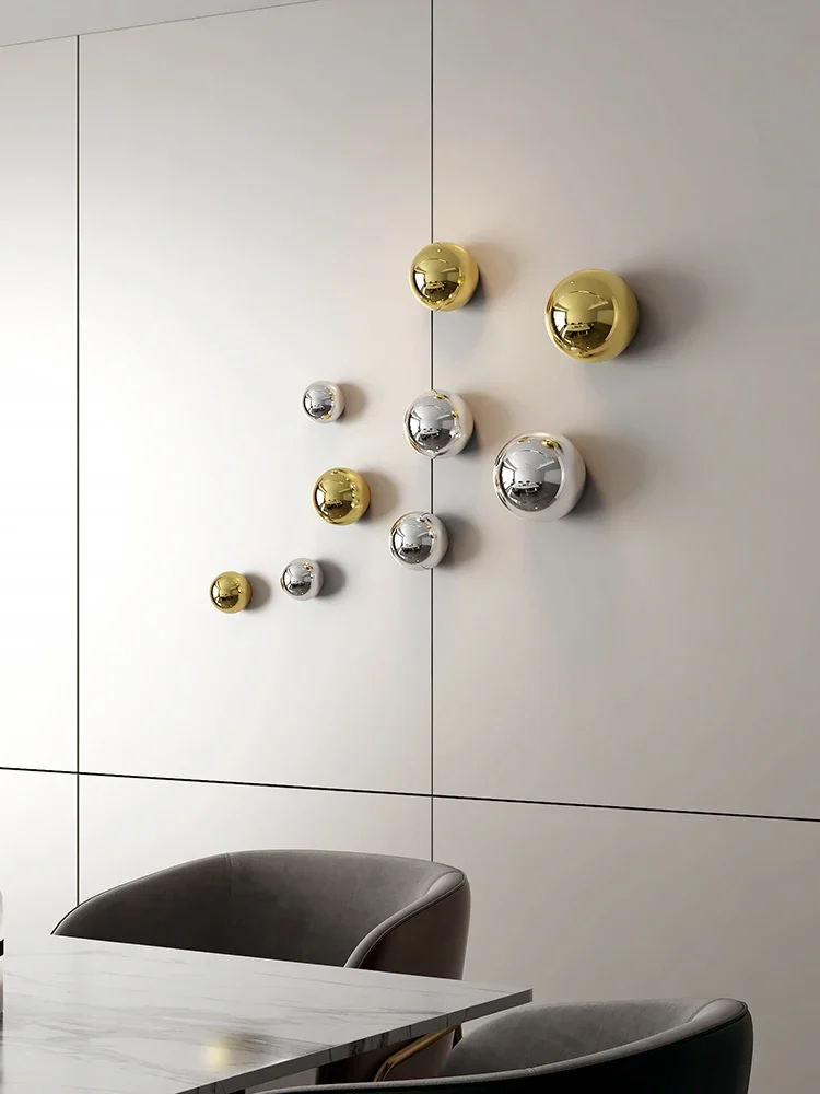 جدار ديكور تقليد الفولاذ المقاوم للصدأ ديكور الكرة غرفة المعيشة اكسسوارات المنزل فندق مطعم الجدار الشنق ديكور الفن المجال #4