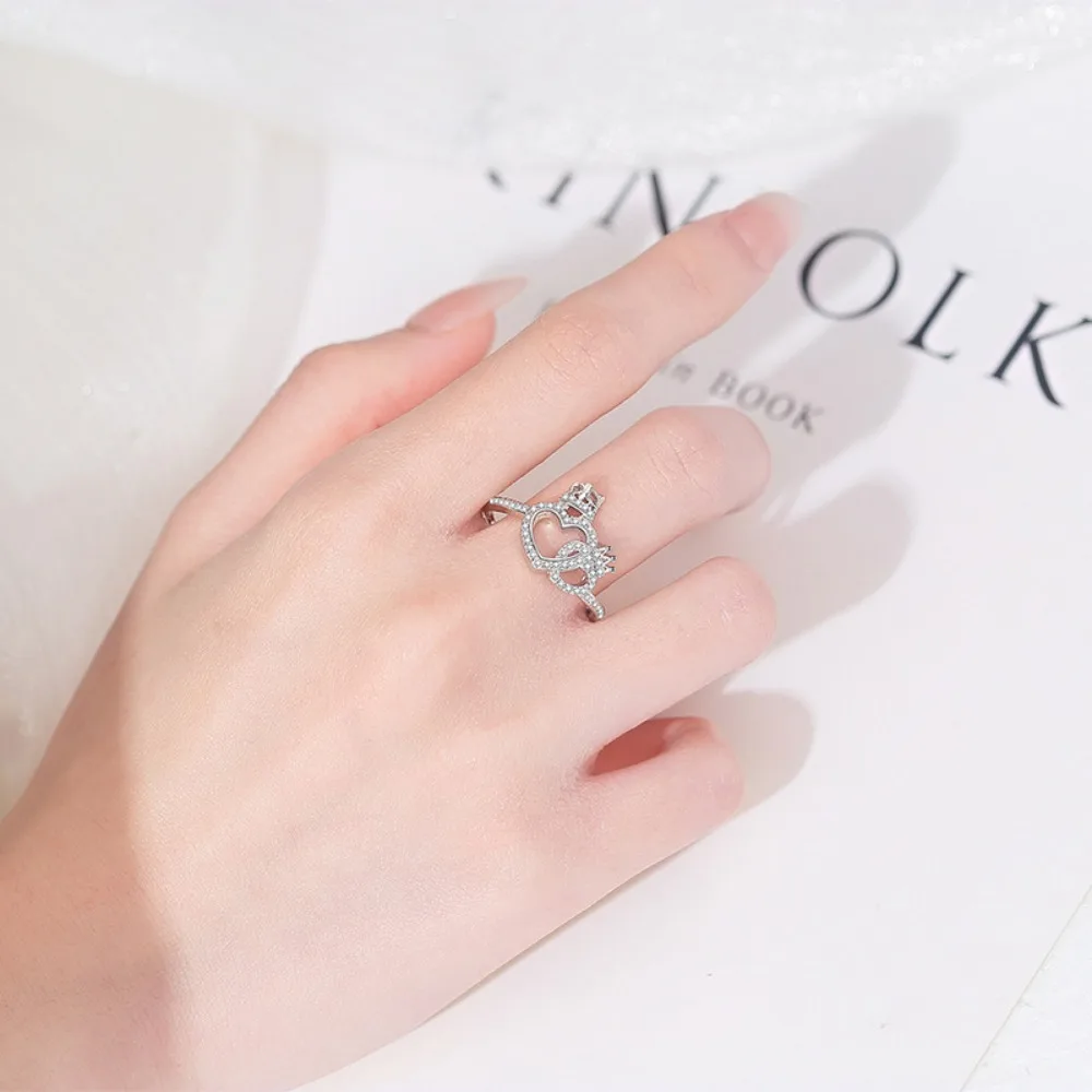 جديد الأميرة تاج الحب الدائري المرأة النمط الأوروبي والأمريكي أزياء شخصية السبابة البنصر