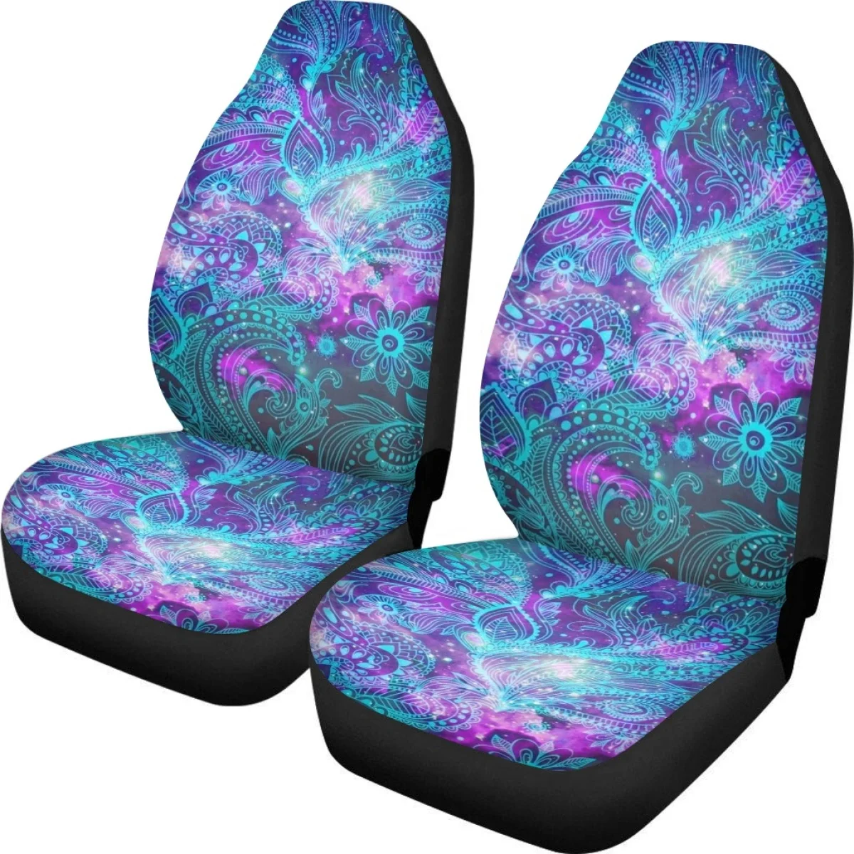 Girly Paisley Pattern Car Seat Cover Easy to Clean Install Universal Vehicles Front Seat Covers Interior Decor Beautiful Soft