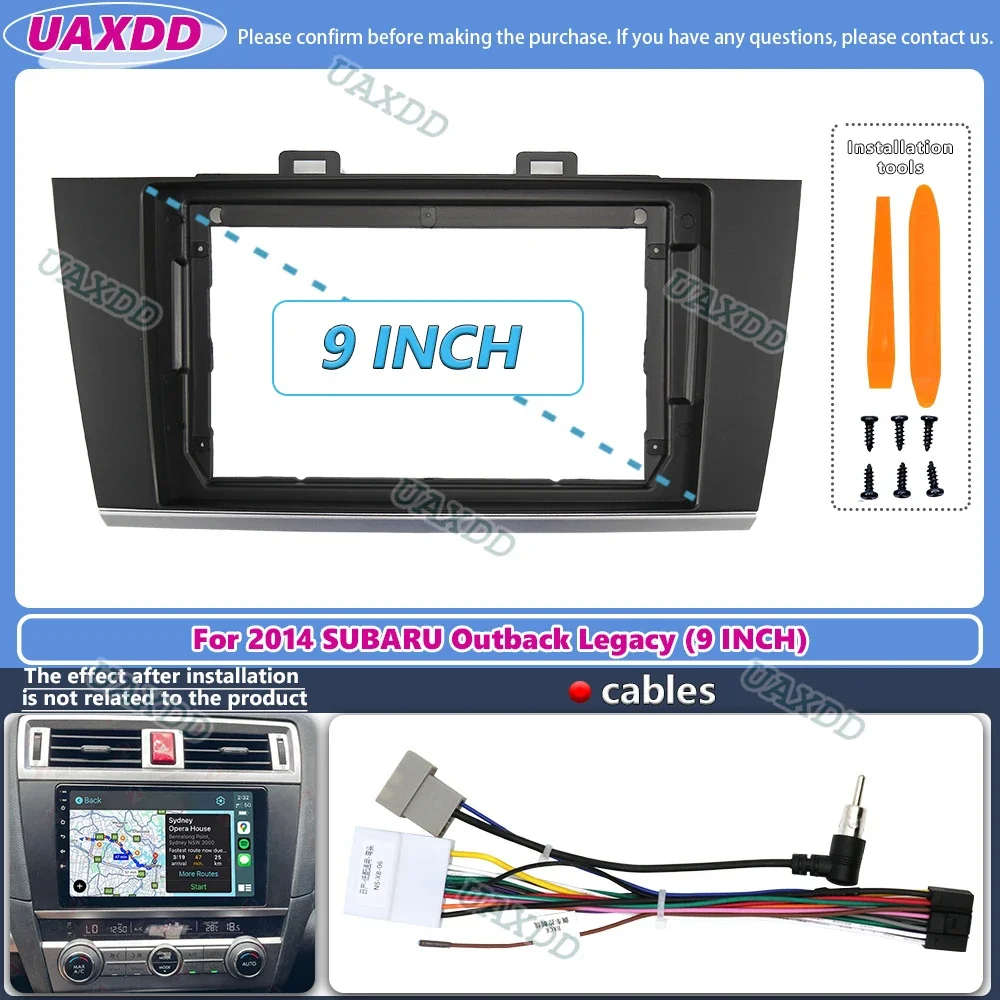 For 2014 SUBARU Outback Legacy 9INCH 2 Din Car stereo radio Android frame panel fascia cable video harness adapter CD dashboard