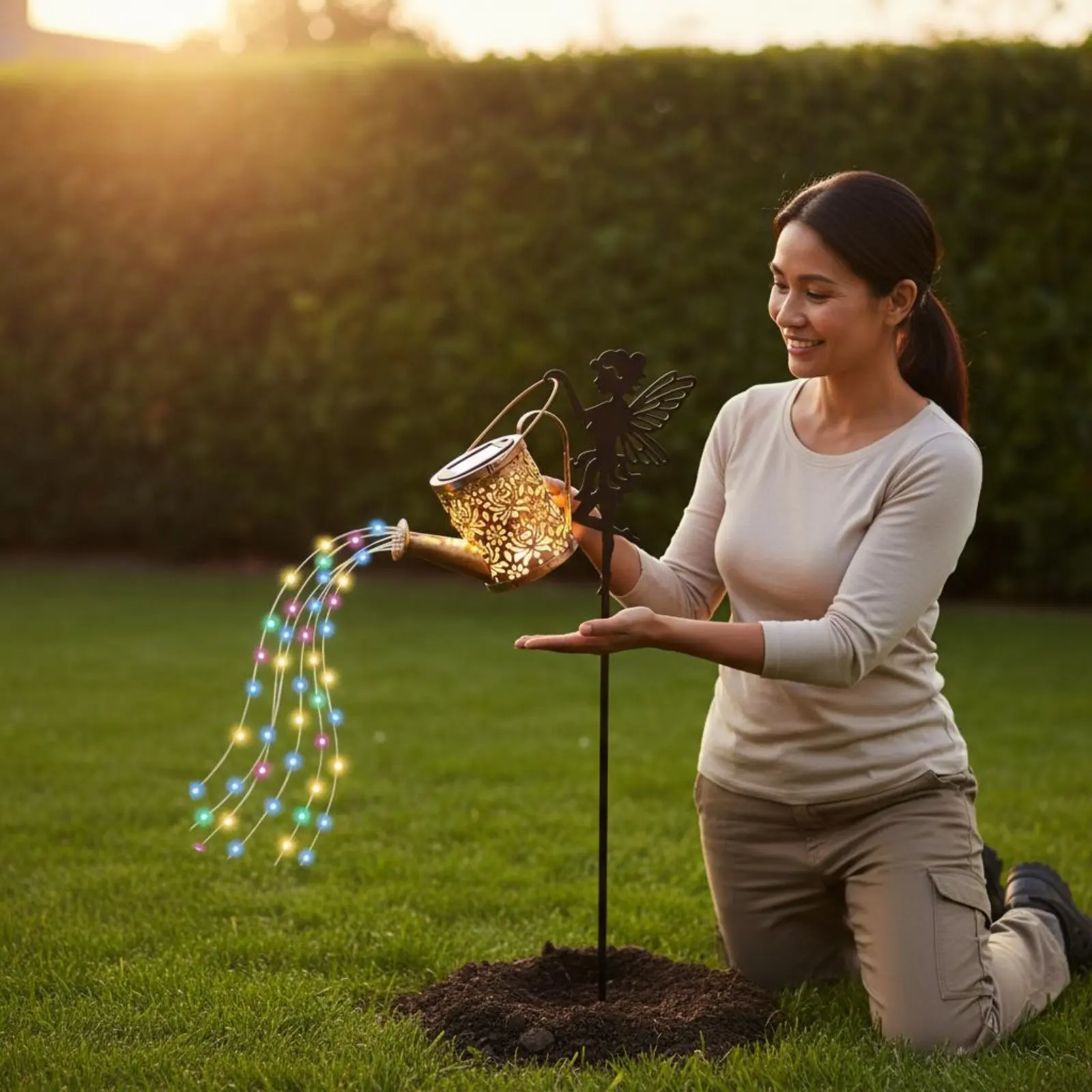 Solar Fairy Watering Can Light Decorative Projection Fairy Watering Can Light Yard Decoration Gift Outdoor Lighting for Patio view 6