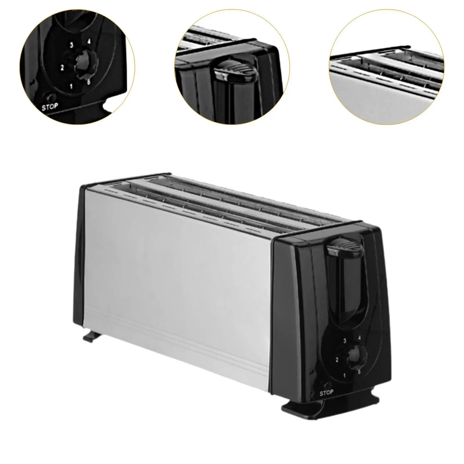 Horizontal Stainless Steel Bread Toaster Large Slot Electric Toast Machine 4 Slice Sandwich Maker for Household