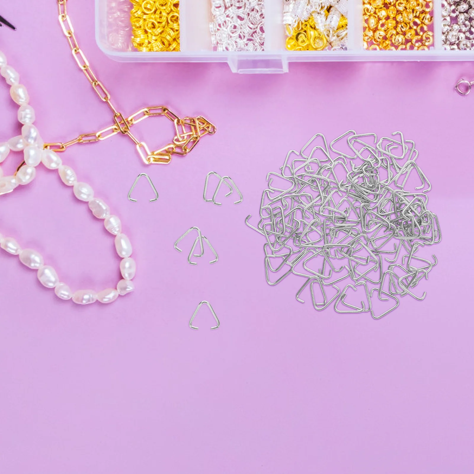 100Pcs Triangle Open Jump Rings Jewelry Making Keychains Pendants DIY Projects Robust Deformation Resistant Modern Design