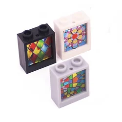 5 sets Small Building Block Stained Glass Windows 1x2x2 Building Block Accessories Compatible with Lego Part 60592+60601