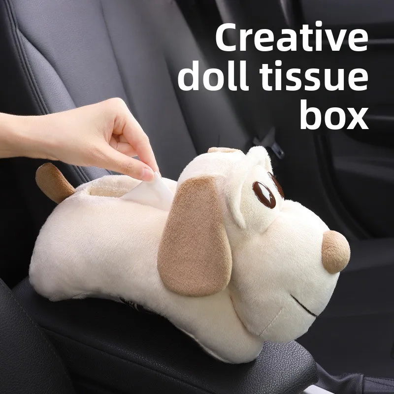 

car Facial Tissue Holder,Tissue Box Paper Towel Storage Napkin Dispenser Toilet Paper Box,Dog Figurine for Bedroom Bathrooms