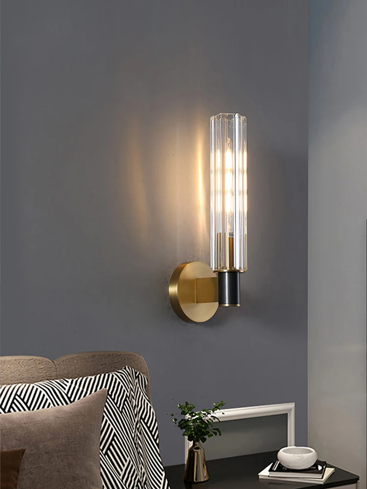 Sconces Brass Wall Lamps Indoor LED Walkway Lustre Interior Wall Lights for Bedroom Bedside Home Dining Room Decor