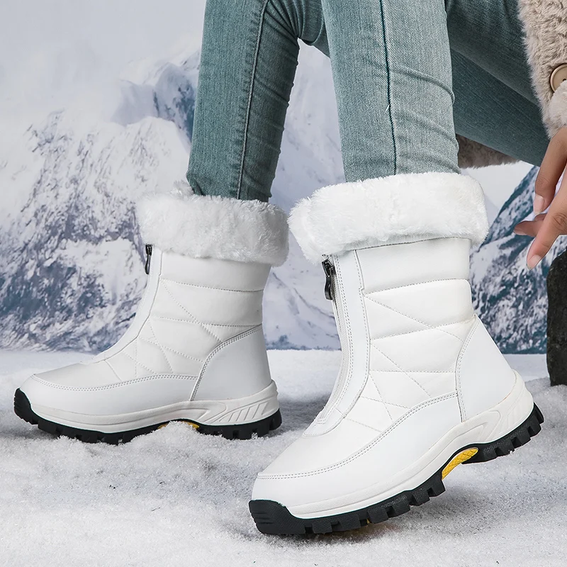 Women's Boots Winter Warm 2023 High Quality Ankle Snow Boots Women's Snow Boots Zipper Comfortable Waterproof Plush Hiking Boots