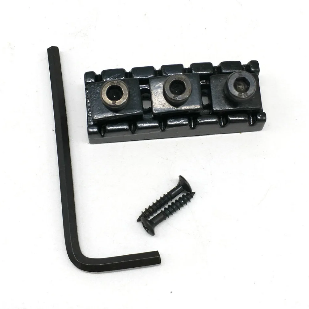 

Electric Guitar Double Lock System Black Bridge Locking Nut Set String Lock Tremolo System Adjustable Screws Key Included