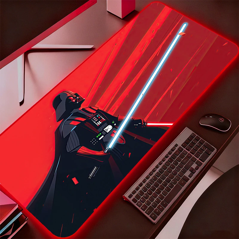 RGB Mouse Pad Star Wars Anime Carpe Large PC Gamer Computer LED Mausepad Keyboard Gaming Accessories Backlight Desk Mat