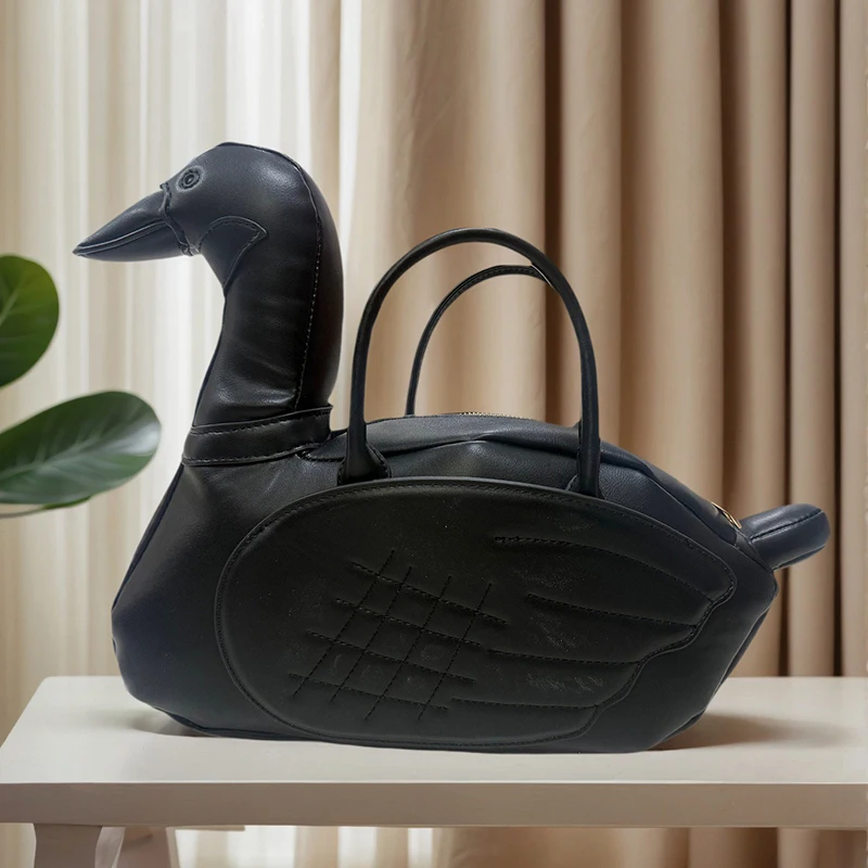 

Black Swan-shaped Handbag Brand Design Luxurious Handmade Cute Animal New Fun High-end Pu Texture Personality Unique Shape Bag