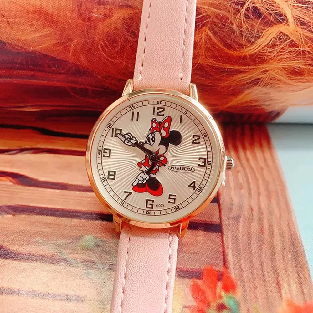 Mickey Mouse Minnie Children's Watches Fashion Cute Cartoon Quartz Watch Small Dial Women Wristwatch Ladies Dress Watch