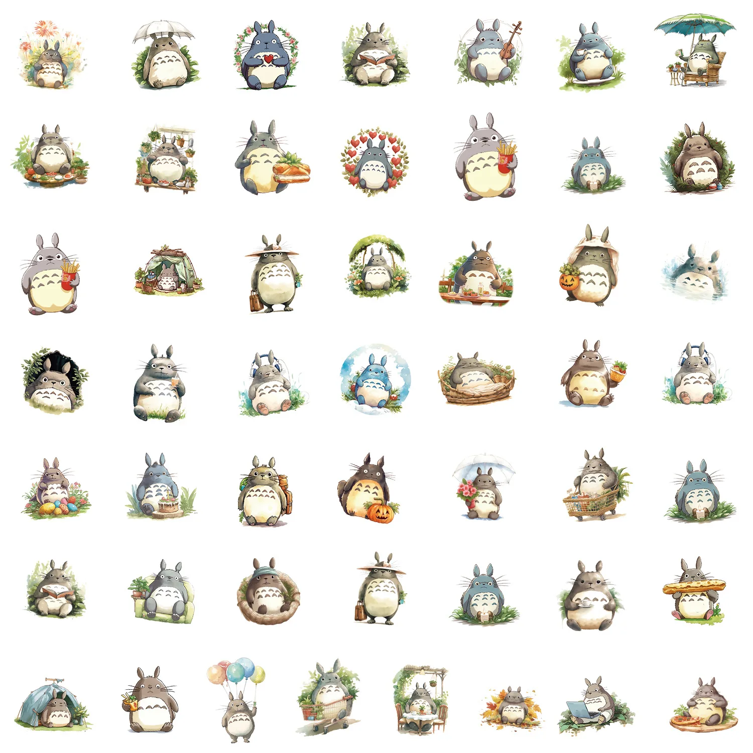 50Pcs Classic Idea Cute Totoro Series Stickers Cartoon Fun Graffiti Stickers Children\'S Stationery Decoration Toys Gifts