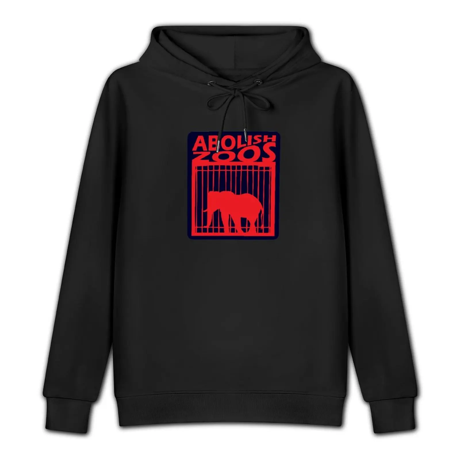 Abolish Zoos, Red Elephant Silhouette in Cage Pullover Hoodie mens designer clothes hooded shirt new in hoodies