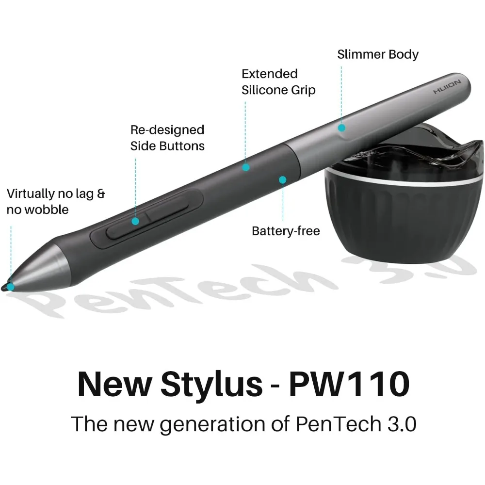 

2 Large Drawing Tablet, 10x6inch Art Tablet with Scroll Wheel 3-Set 8 Customized Keys Battery-Free Stylus