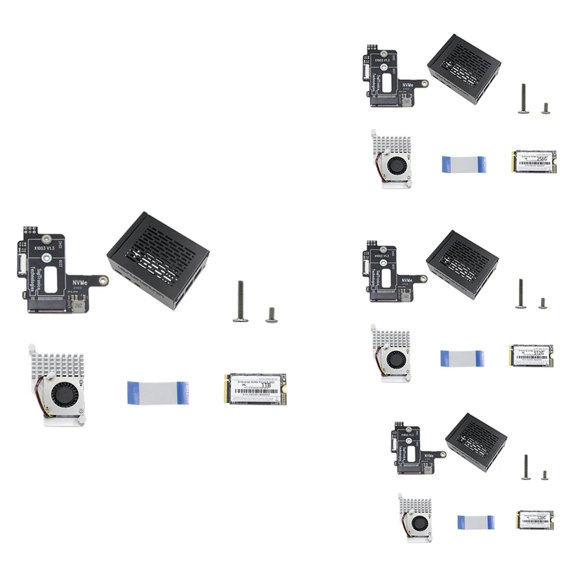Top-For Raspberry Pi 5 Pcie To M.2 Nvme HAT+Radiator+Case For 2242 2230 Nvme SSD Expansion Board SSD Kit