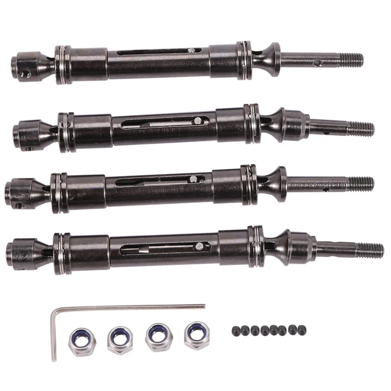 4Pcs Metal Front and Rear Drive Shaft CVD Driveshaft for 1/10 Traxxas Slash Rustler Hoss Stampede VXL 4X4 Upgrade Parts