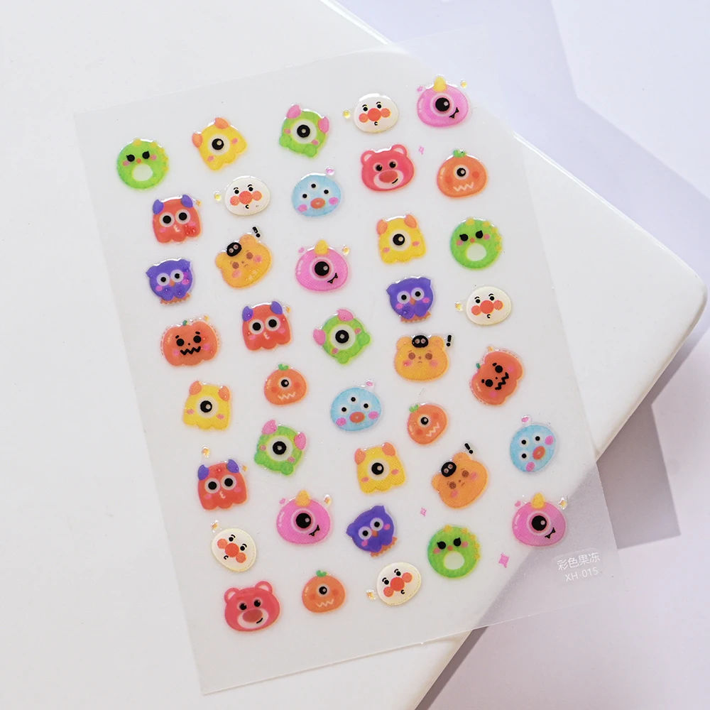 5D Cartoon High-Quality Jelly Series Nail Sticker Line Flower  Love Heart Face Nail Decal Self-Adheisve Jelly Bean Slider NK-XH5