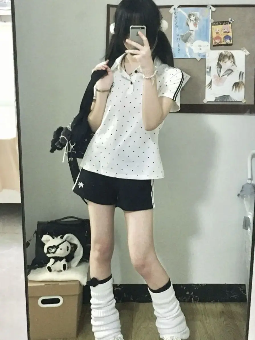 Slimming Effect Sports Style Short Sleeve  Shirt JK Uniform Top And Bottom Set Women's Fashion Summer Outfit Casual Wear