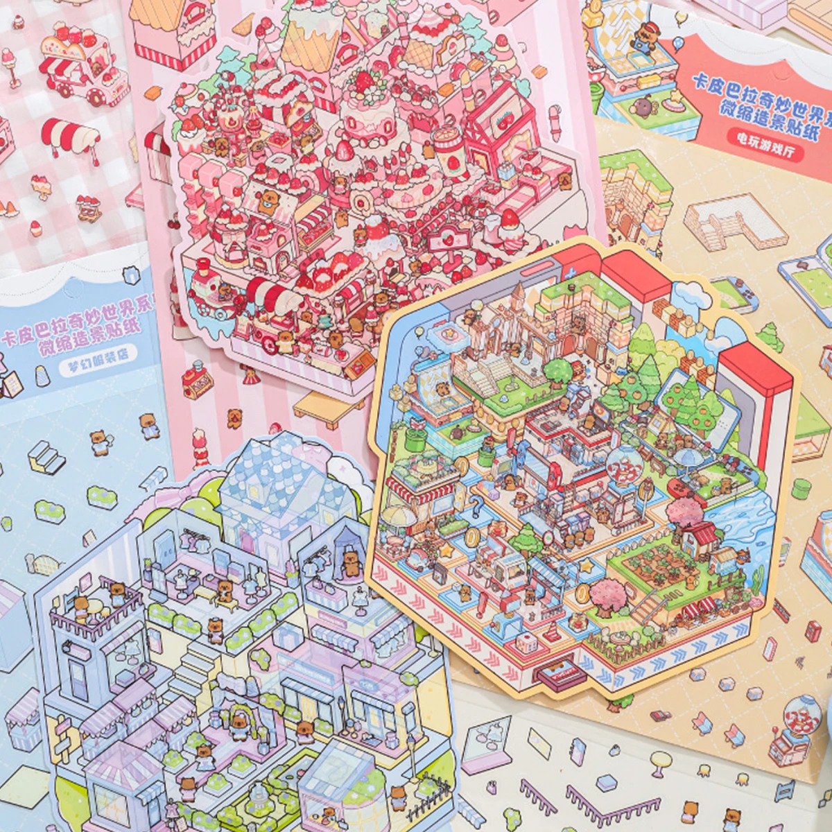 Cute 3D Kapibara Sticker Paper Trace Miniature Cartoon DIY Landscaping Wonderful World Decompression Sticker