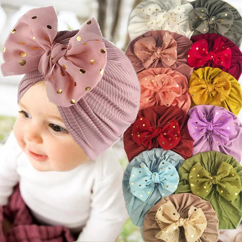 

Shiny Bowknot Kids Hat Headbands Kids Girls Headwraps Turban Newborn Headwear Infant Cap Beanies Babes Head Wraps Accessories