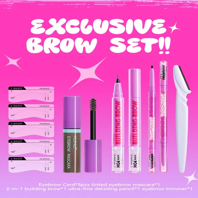 Eyebrow combination set two-in-one eyebrow pencil double-head eyebrow pencil eyebrow cutting knife eyebrow dyeing liquid