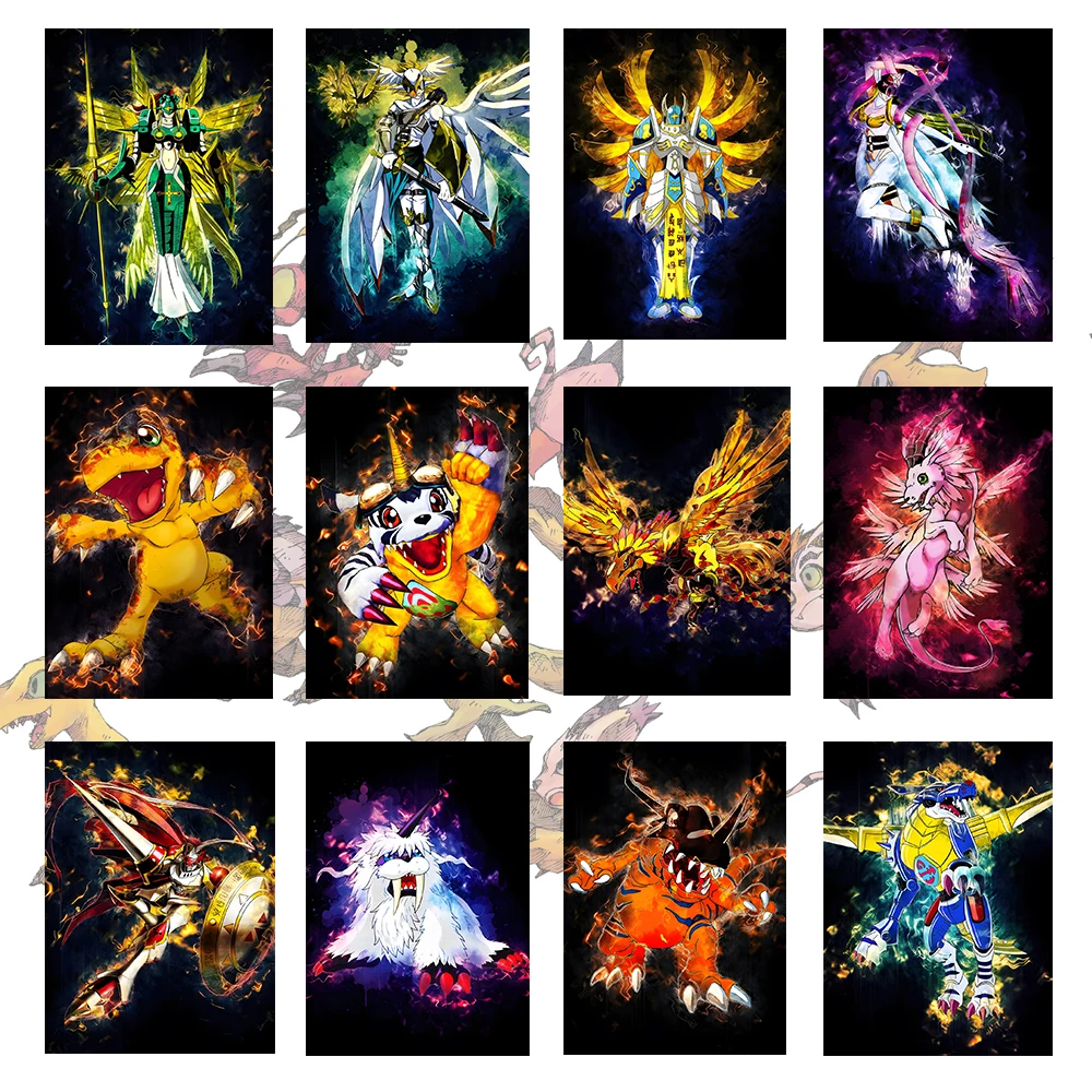 Digimon Poster Anime Cartoon Canvas Painting Home Decor Prints Cuadros Wall Art Painting Pictures Suitable For Living Room Decor