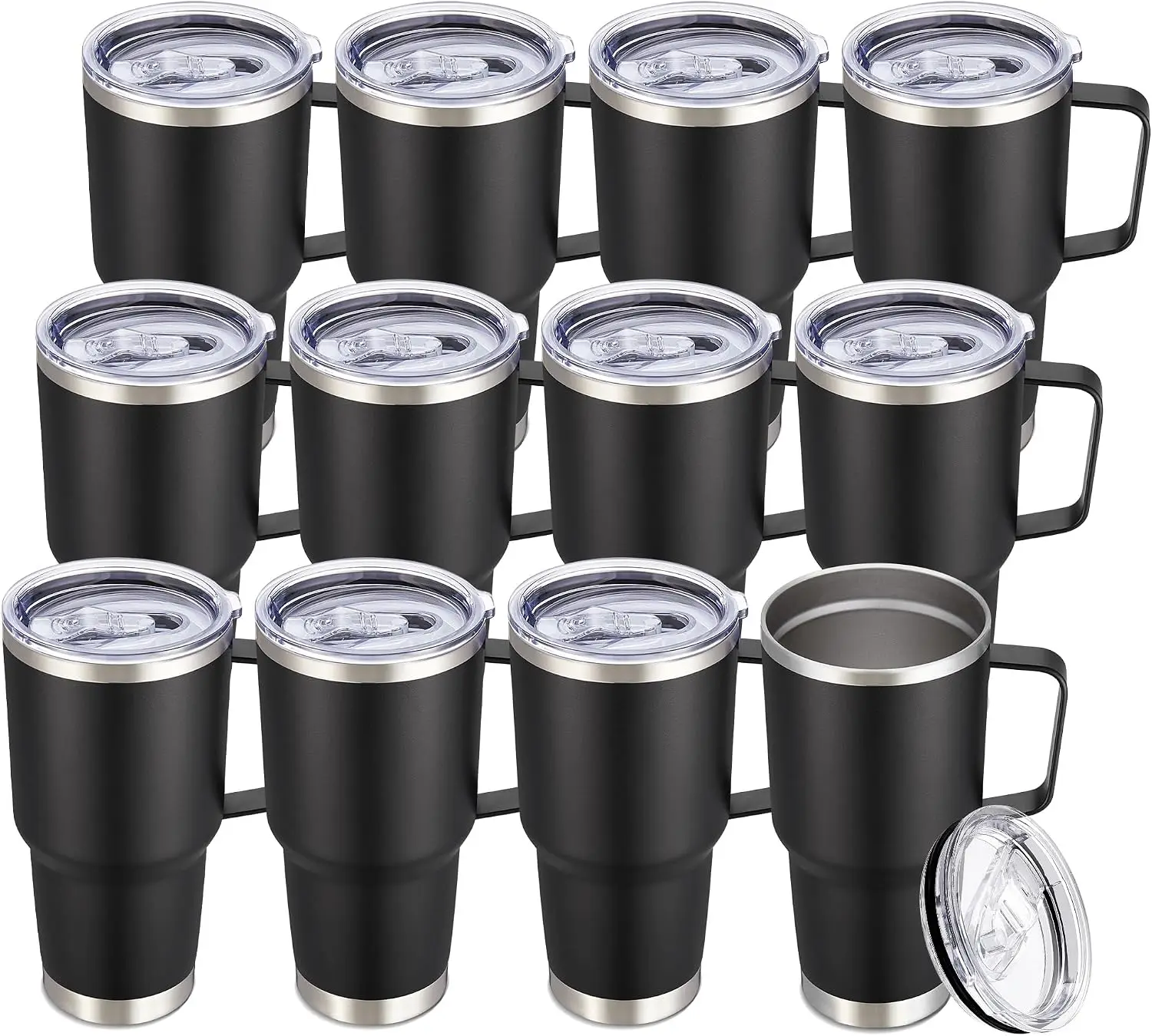 30 oz Tumbler with Handle and Lid, Stainless Steel Tumblers Bulk Double Wall Vacuum Insulated Travel Mug Leak Proof Cup Keep Dri
