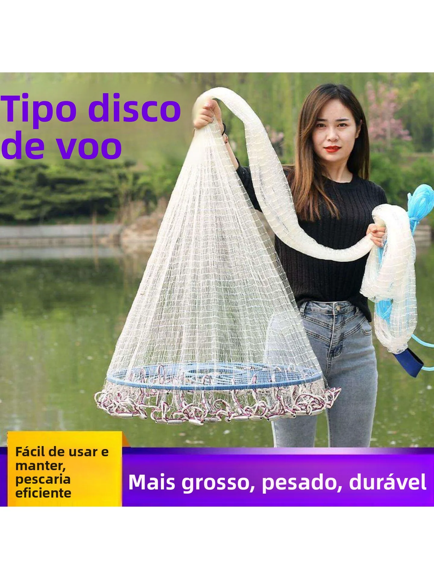 耐久性のある円盤型の釣り用ネット、海岸から投げたり捕まえたりしやすい、プラスチックで磨かれたメッキ加工、アウトドアキャンプ旅行用品