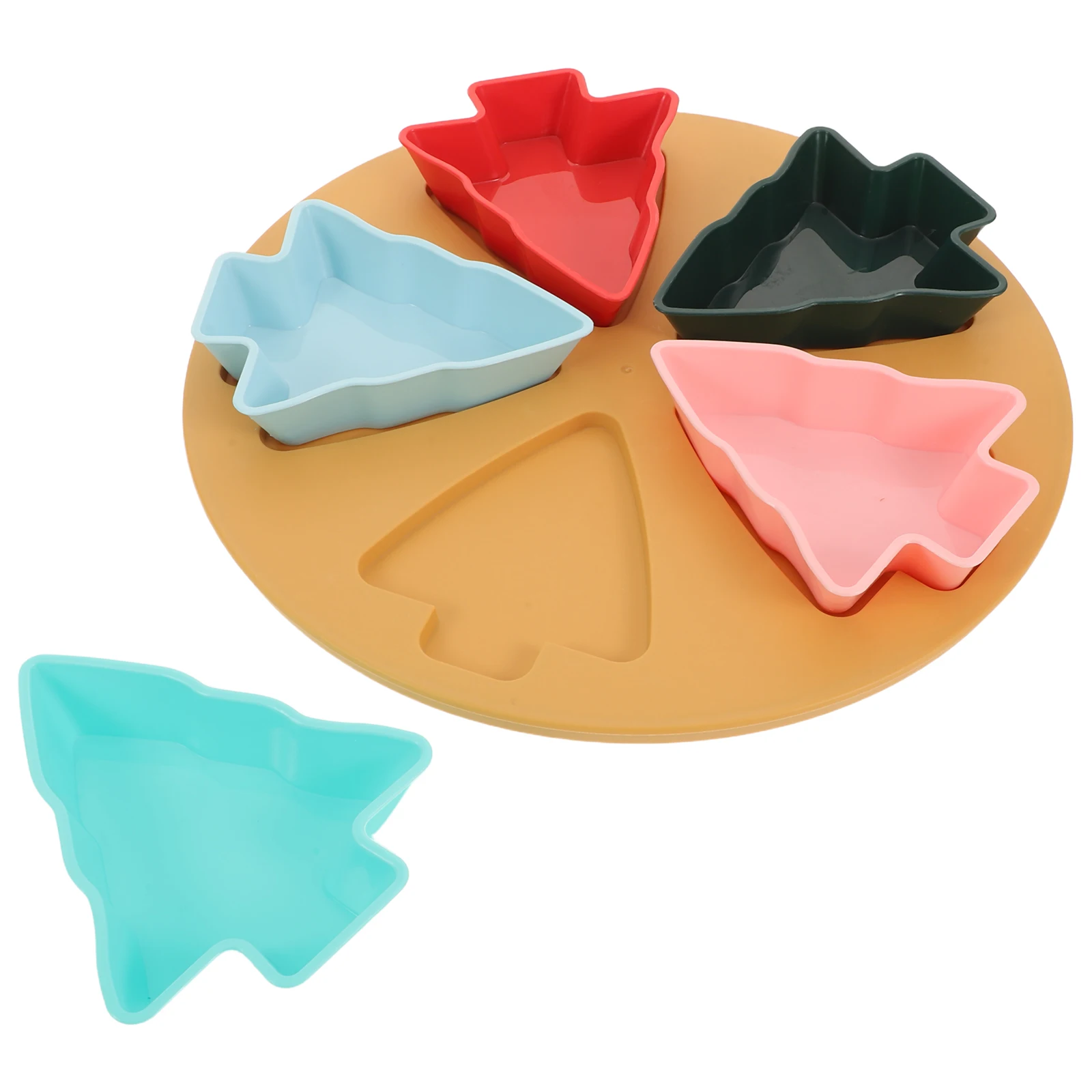 

1Set Christmas Tree Shaped Platter 5 Grid Compartments Dried Fruit Candy Nut Holder Holiday Party Serving Bowl Elegant Design