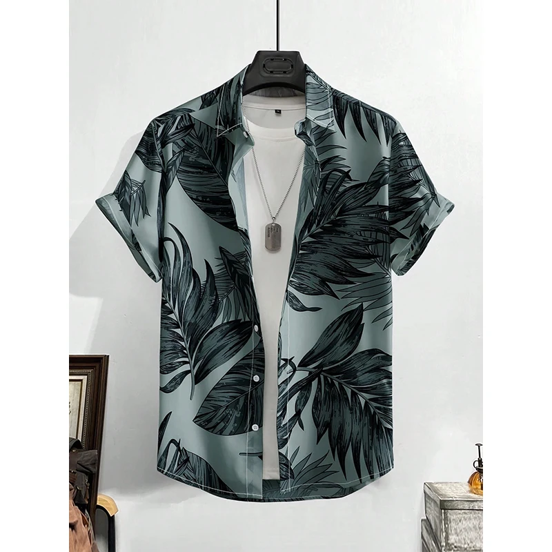 Leaf Tropical Men's Resort Hawaiian 3D Print Shirts Outdoor Vacation Beach Summer Turndown Short Sleeve Casual  Hawaii Shirts