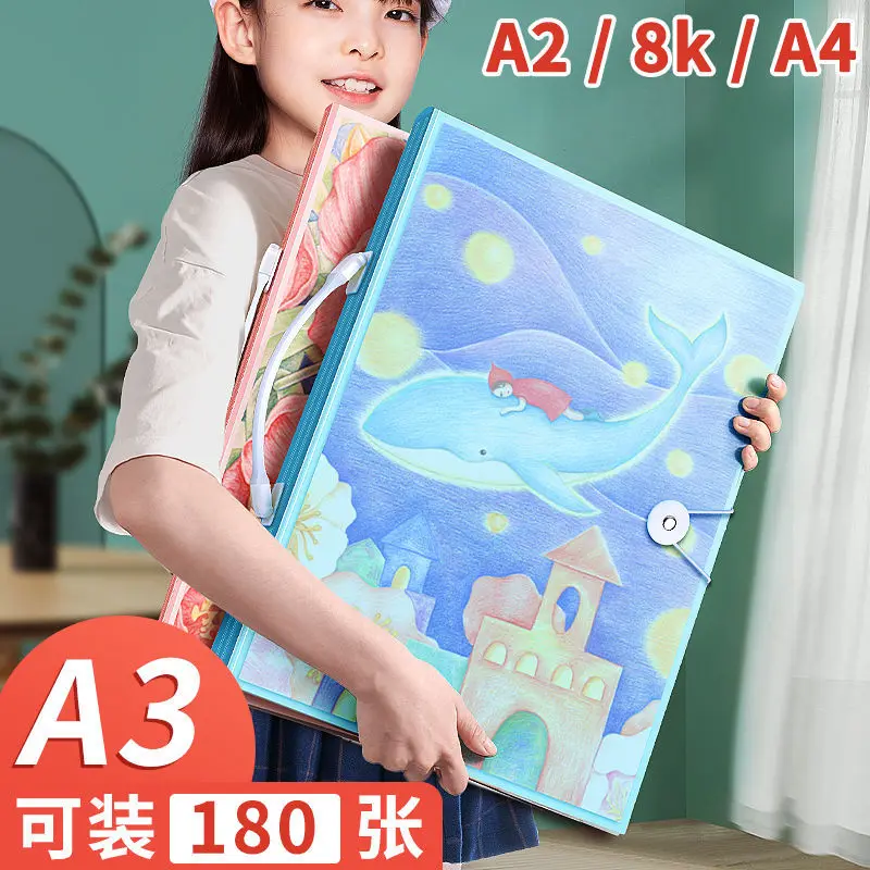 Art bag 8K album storage book a3 picture clip poster collection book 4K sketch paper bag A2 folder A4 folder organizer