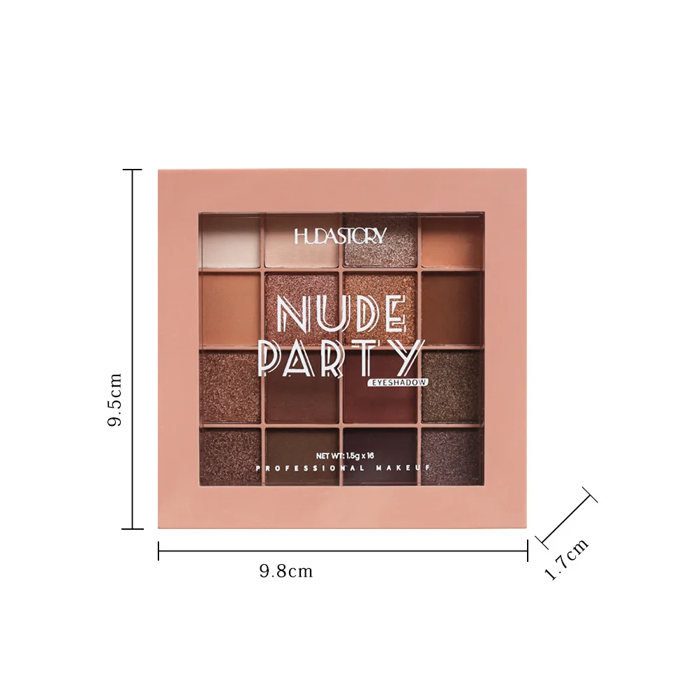 16色アイシャドウパレット、コーヒーブラウン＆ヌードメタリックトーン、マットグリッター＆メタリック仕上げ、スモーキーメイク、パーティー＆ステージ