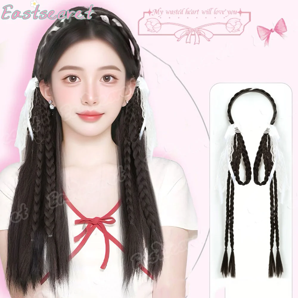 Synthetic Headband Wig Fried Dough Twists Braid Heightens Headband Cushion Hair False Braid Gentle Wind Natural Fishbone Braid