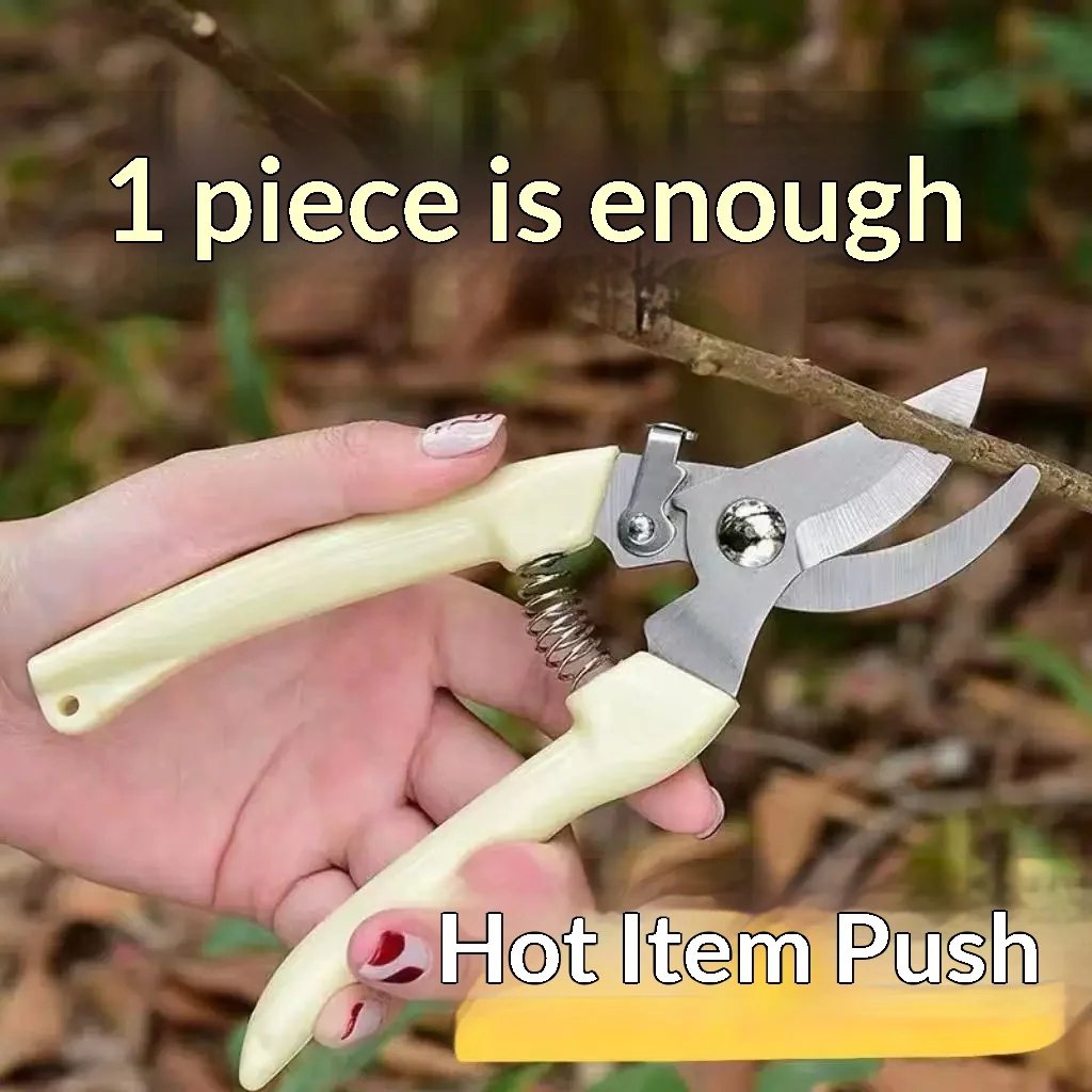 Stainless Steel Garden Pruning Shears Spring‑loaded Plant Branch Cutter Fruit Picking Scissors Bonsai Trimming Hand Tool